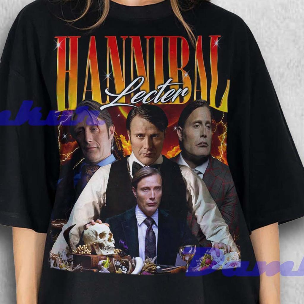 Maglietta Hannibal Lecter, Maglietta per Fan di Hannibal Lecter, T-shirt Hannibal Lecter, Magliette Mads Mikkelsen, Maglietta Retro Mads Mikkelsen Merchandising Regalo