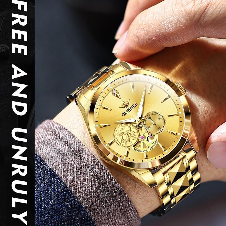 OUPINKE Hodinky Automatické mechanické hodinky Steel Business Vodotěsné pánské hodinky Pánské hodinky