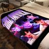 1Pc KPOP, Demon Hunters Print Flannel Blanket, Comfortable for All Seasons, Home Decor, Warmth and Comfort, Perfect for Christmas Gifts821096