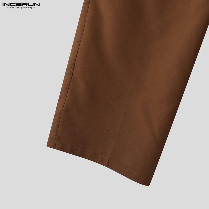 INCERUN Two Piece Suit Men Stitching Lapel Long Sleeve Thin Blazer Long Pants Casual Outfits Sets