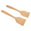 2 STÜCK Holzspatel Kochwender Buchenholz Langer Griff Breit Flach Bratspatel für Küche