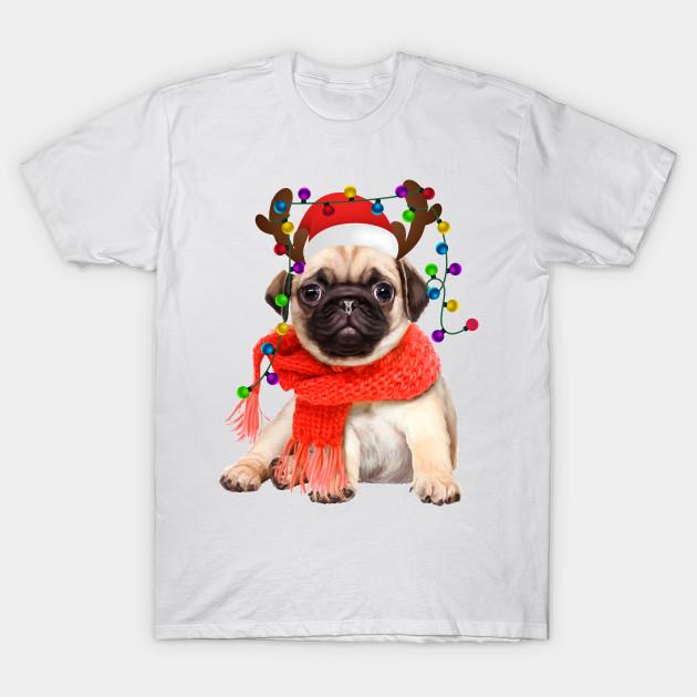 T Shirt kobiety zabawny mops świąteczny renifer lampki świąteczne Paja nadruk w stylu harajuku Kawaii Tshirt lato z krótkim rękawem koszulka damska Top Tee