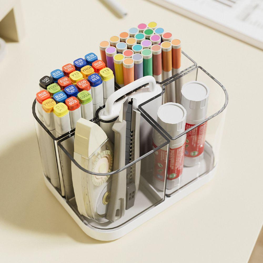 Stackable Clear Pen Holder Divided Pencil Organizer Stationery Organizer  Office Workers