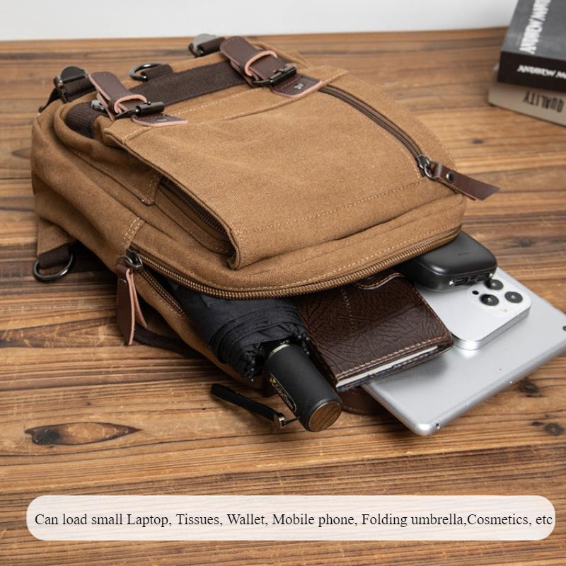 European American Retro Unisex Canvas Backpack Fashion Simple Solid Color Business Commuting Computer Bag Outdoor Leisure Portable Travel Knapsacks