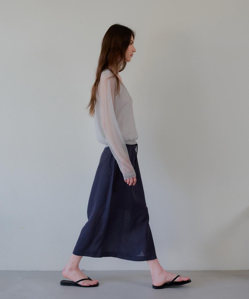 The Ello Linen Blend String Skirt (Charcoal)