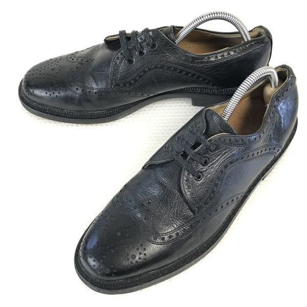 Vintage 80s-90s Made In Germany Lloyd Genuine Leather Wingtip Shoes Size 43 9F 27.5cm Black(USED)