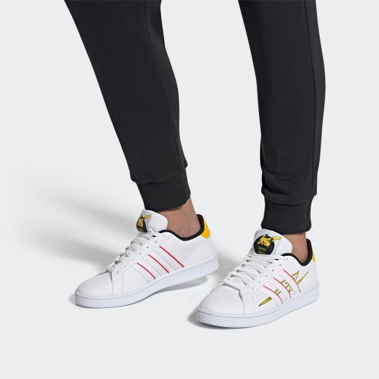 Adidas Pokemon X  Neo Grand Court Fashion Simple Non-Slip Durable Low-Top Sneakers Unisex Sneakers White Yellow FV6001