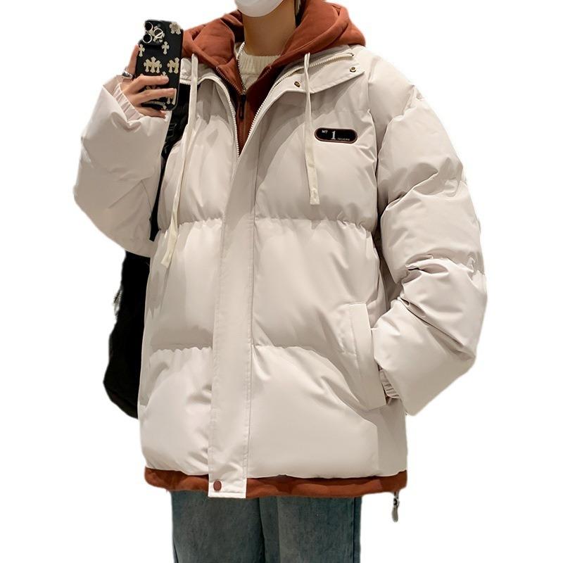 New Autumn and Winter Leisure Sports Versatile Men and Women Couple Cotton Clothes Fake Two Hooded Thickened Warm Cotton Coat