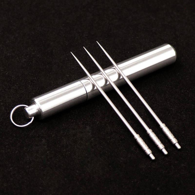 Portable Waterproof Titanium Alloy Mini Toothpick Holder Pill Capsule Case Carry Around Storage Camping Hiking Outdoor Tools