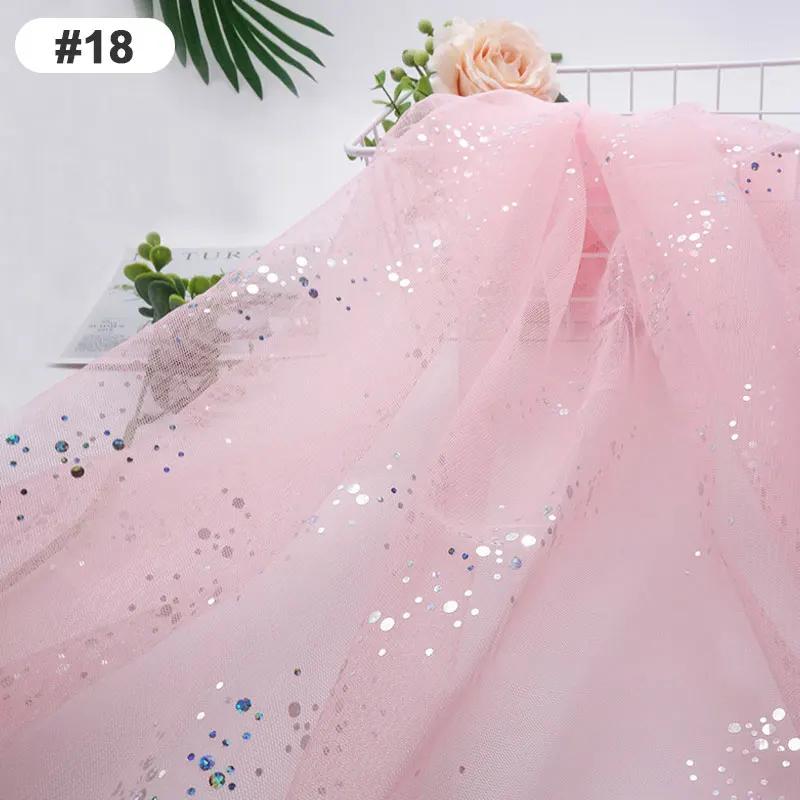 

5m Glitter Galaxy Dot Tulle Fabric for Shirts Dress Decor DIY Sewing Material Sequins Decorations Soft Mesh Fabric Multicolor 5x1.6m
