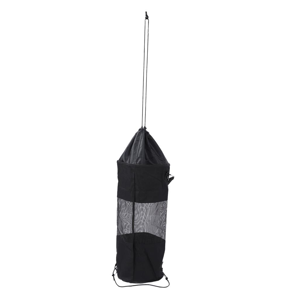 Boat Trash Can Oxford Cloth Black Foldable Large Opening Kayak Garbage Bag for Camping Fishing
