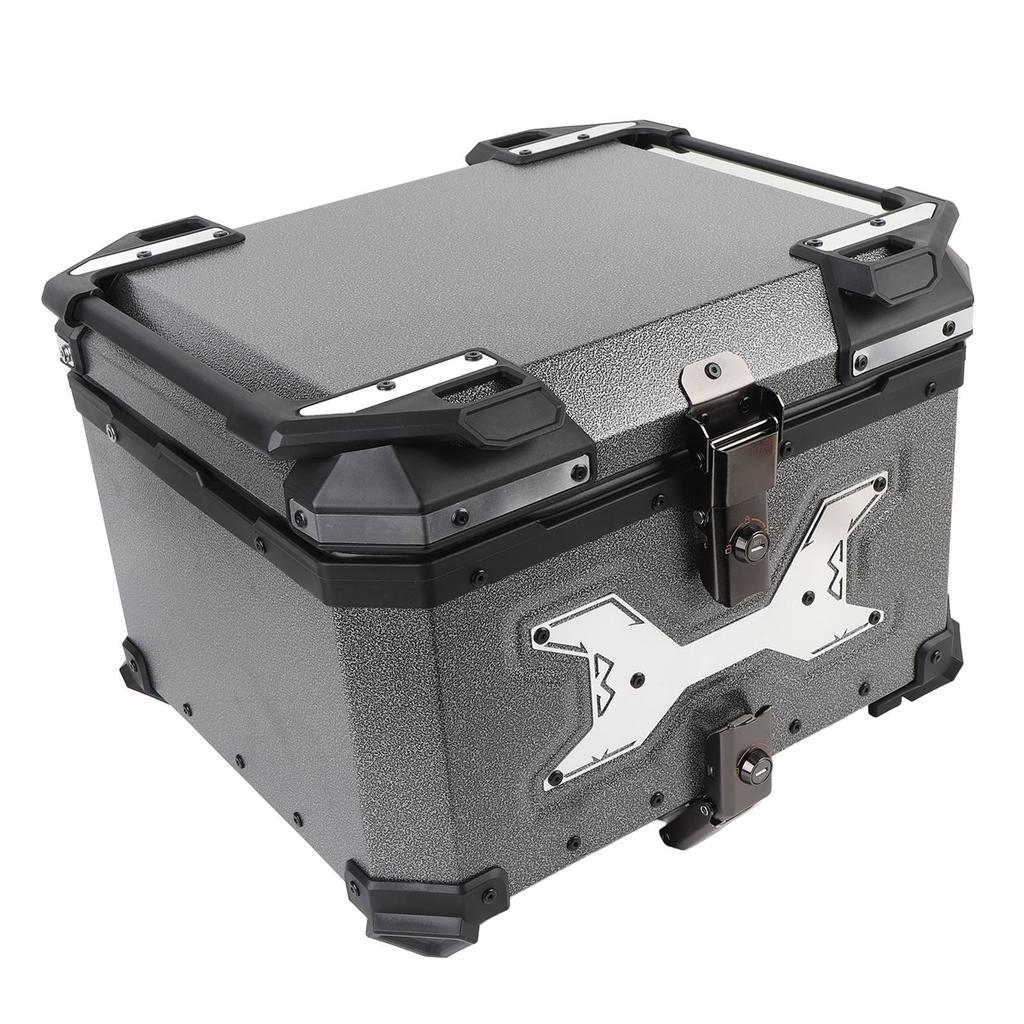 55L Motorcycle Top Case with Security Lock Aluminum Alloy Quick Release Waterproofing Trunk Top Box for Helmet Luggage
