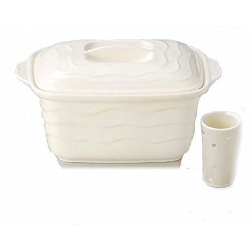 White Pickle Bowl with Drainer, Made In Japan, Refrigerator Safe