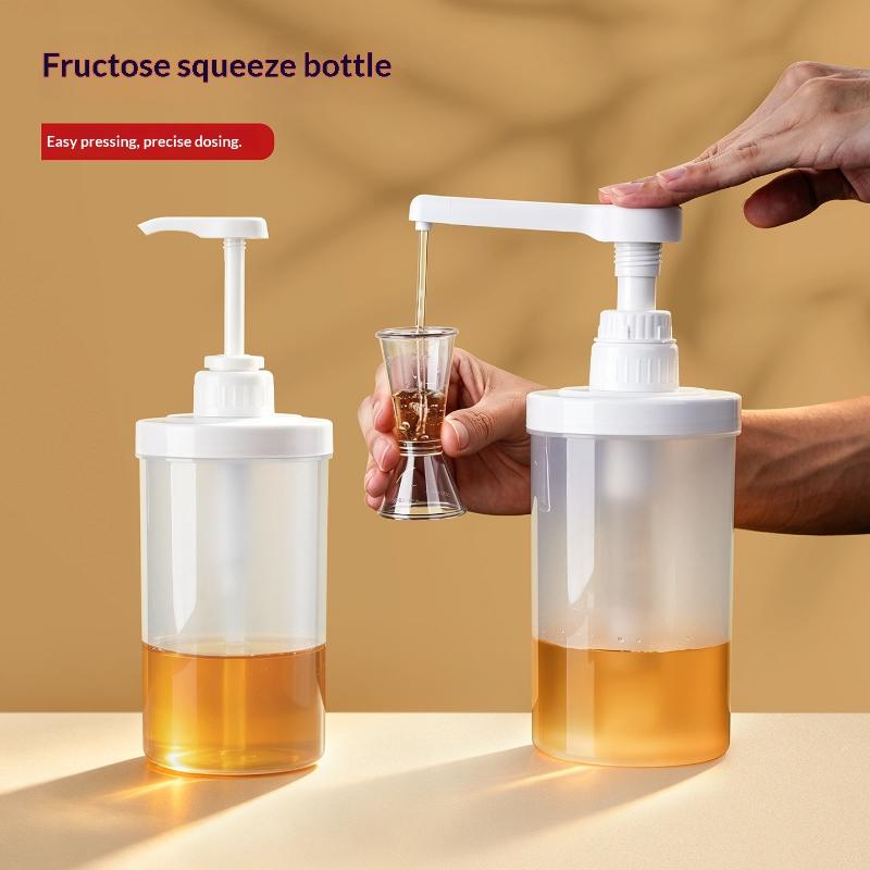 1Pcs Kitchen Honey Container 5-30Cc Liquid Dispenser With Scale Coffee Syrup Bee Drip Bottle With Hydraulic Pump And Nozzle Head