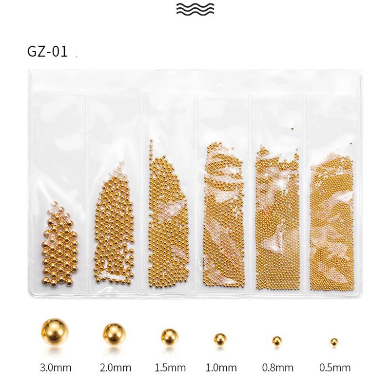 Nail Art Stahlkugel Kaviar 6 Fächer Gold- und Silberperlen Nail Art Dekoration Nail Art Zubehör