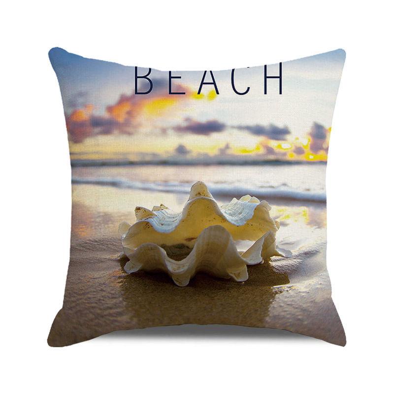 Beach Coconut Grove Sunset Scenery Print Pattern Cushion Cover Home Living Room Sofa Decoration Square Pillow Pillow Cover