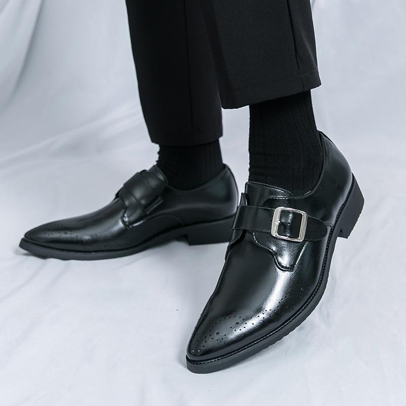 Luxury Men Dress Shoes High-quality Leather Man Shoes Wedding Office Brogue Derby Shoes Big Size Business Social Loafers No Lace