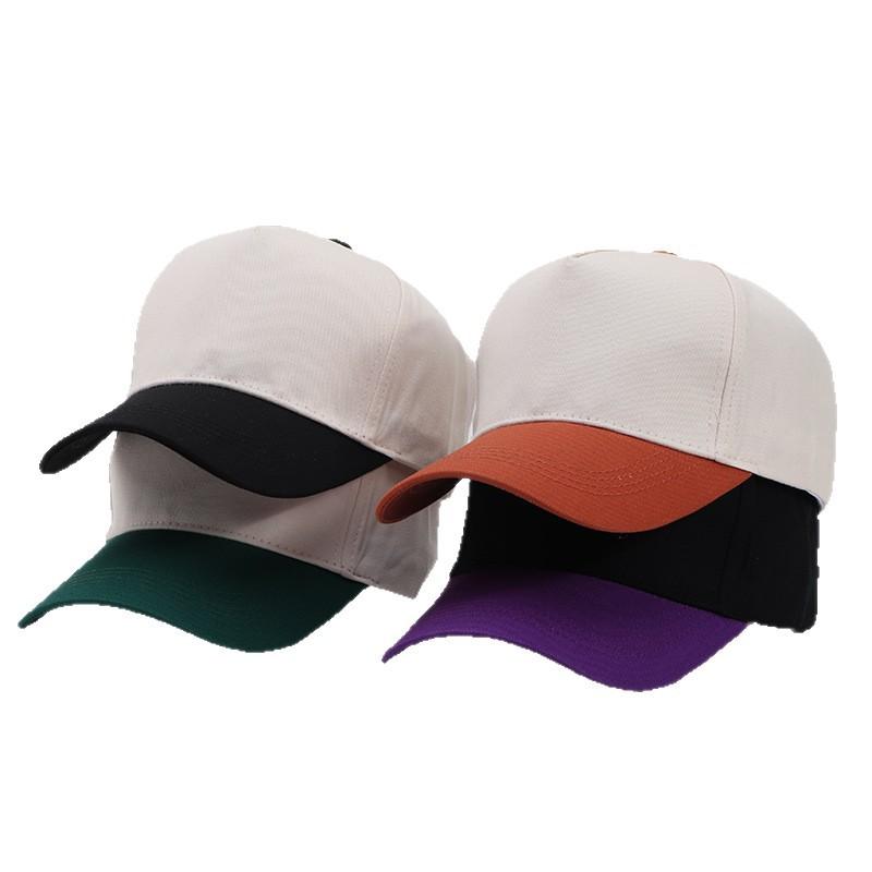 Pure cotton five-piece light board baseball cap European and American simple color matching curved brim cap spot