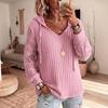 Hooded Lace Knit Solid Color Casual Sweater for Women