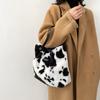 Winter Vintage Zebra Pattern Shoulder Underarm Bag Female Plush Autumn Handbag Soft Warm Fur Tote Purse For Lady Bag