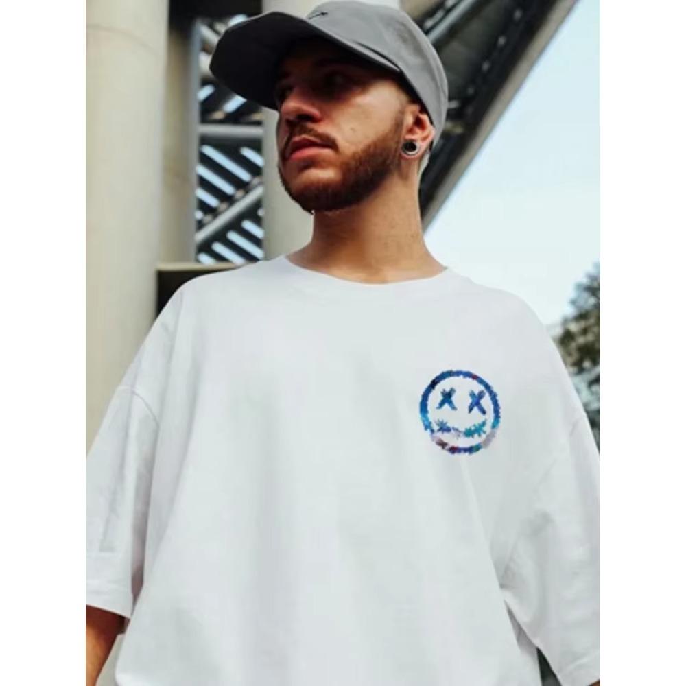 Summer New Casual Loose T-shirt Short Sleeved Men's Fashion Loose Printing Large 8XL Hip Hop Couple Wear Half Sleeve Cotton Top