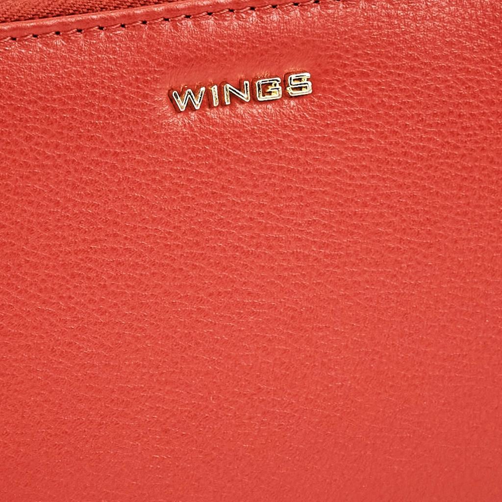 Women' Leather Wallet with Wings Red Wrist Strap