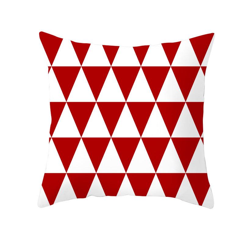 Red Geometric Cushion Cover 45X45 Pillowcase Decor Sofa Polyester Home