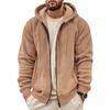Men'S Winter Zipper Hooded Fleece Sweatshirt With Patch Pocket Casual Jacket