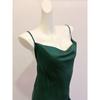 Good Morning with You Sexy French Style Swing Collar Dark Green Slip Nightdress Long to Ankle Satin Ice Silk Mermaid Dress Female
