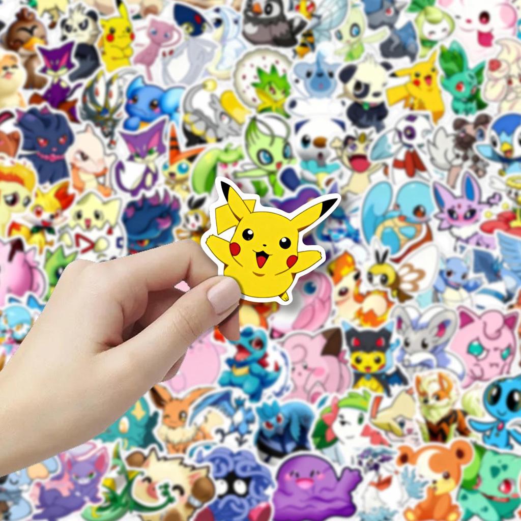 100 Pokemon Pikachu Anime Stickers – Waterproof PVC Decals for Notebooks & Journals