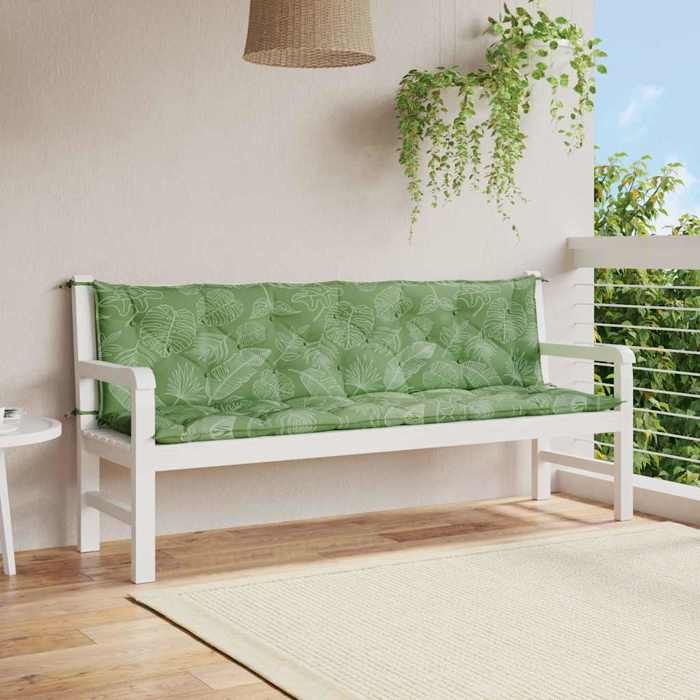 VidaXL Coussins de banc de jardin lot de 2 motif de feuilles tissu 361751