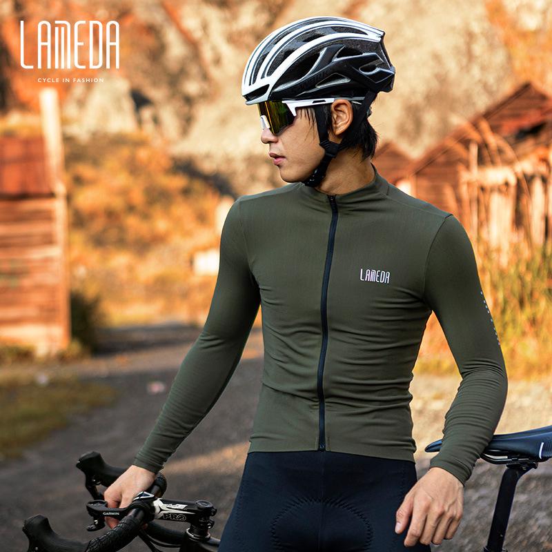 Lampaida Unisex Autumn/Winter Fleece Cycling Jersey – Long-Sleeved Road Bike Apparel