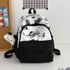 Solid color schoolbag for female junior high school students, high-value college style backpack for students, ink painting versatile backpack