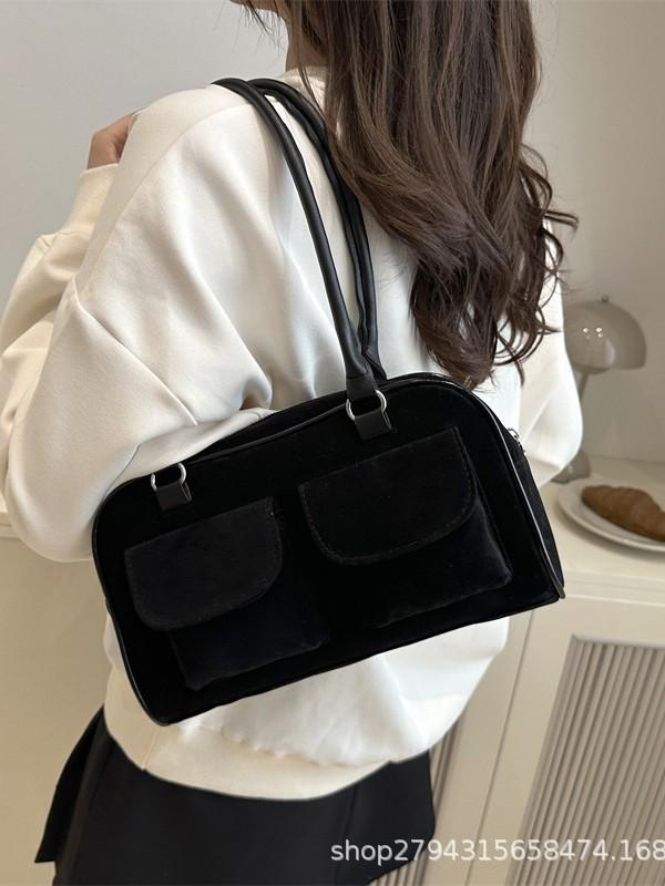 2025 Autumn/Winter Retro Suede Small Square Bag – Niche Design, Handheld & Underarm Style