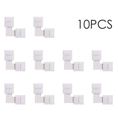 Connecteur de bande LED RVB à 4 broches en forme de L, séparateur rapide, paquet de 10, blanc
