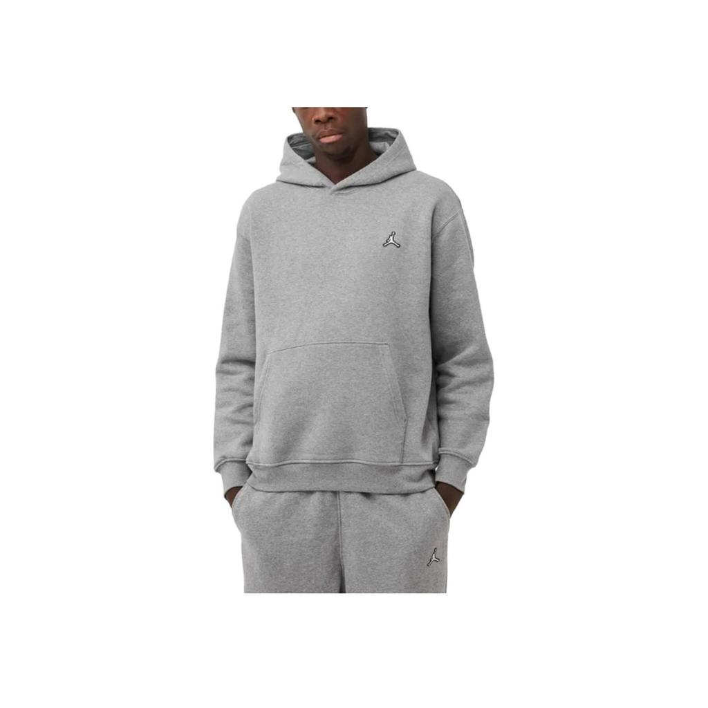 Jordan Essential Embroidered Logo Hoodie Long Sleeve Men Sweatshirt Grey DQ7466-091