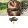 Alloy Peacocks Leaf Hair Stick Hairpieces with Rhinestones Thai Ethnic Hair Ornament Daily Hairstyle Embellishment