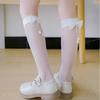 Pack of 1 Pair Girls Breathable Mesh Knee Length Socks Bowknot Accent Socks Stretchy Comfort for 3-10Y Kids