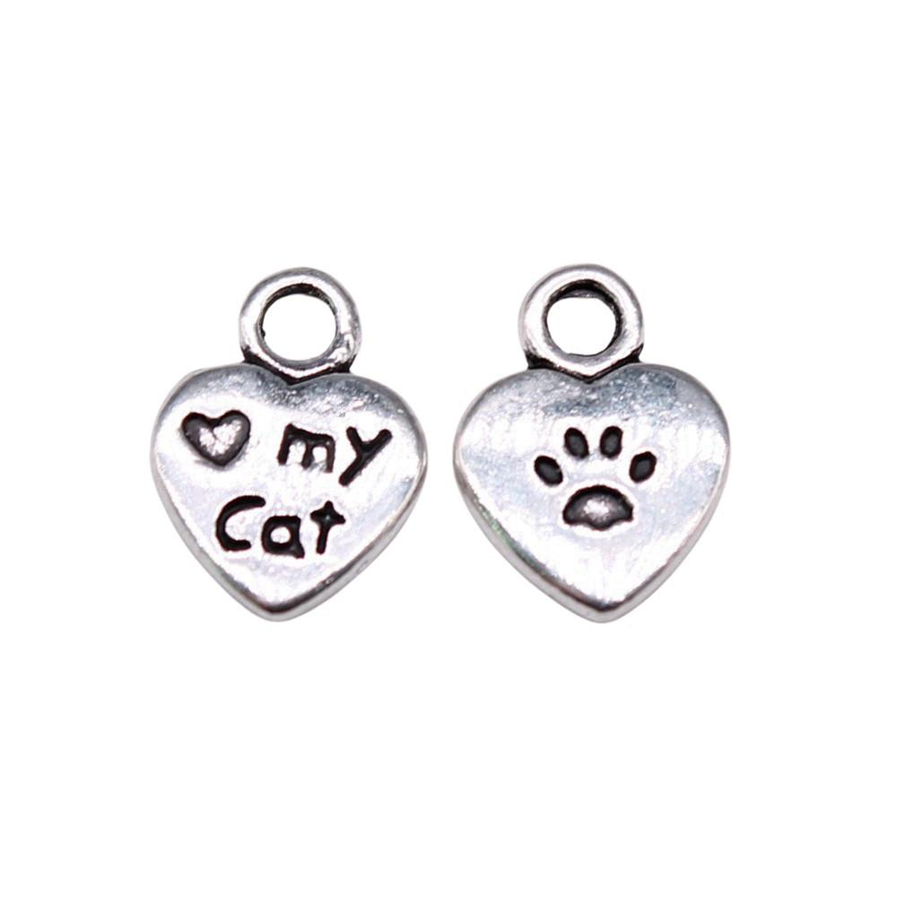 Charms Cat Pendants Heart Alloy Crafts For DIY Jewelry Making Accessories
