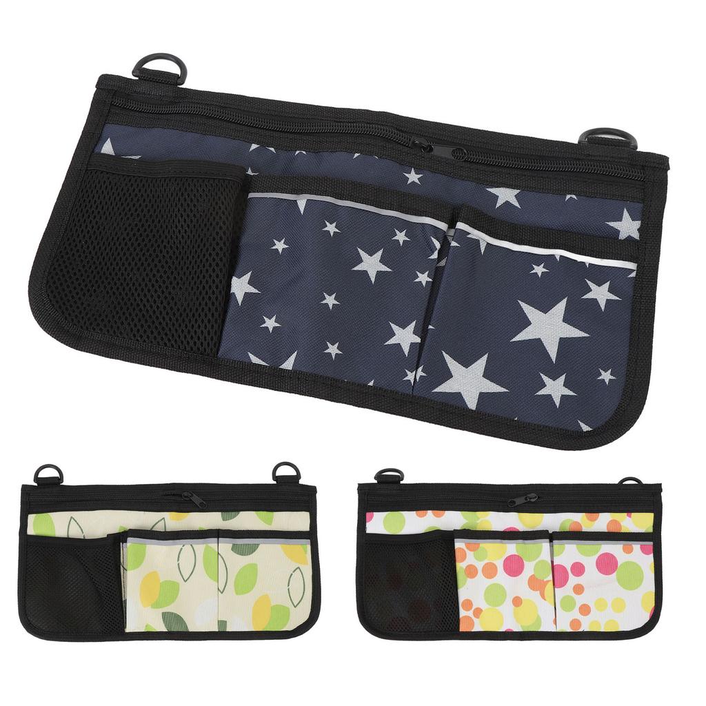 Wheelchair Side Bag with Cup Holder Water Proof 600D Oxford Cloth Multiple Pocket Adjustable Strap C