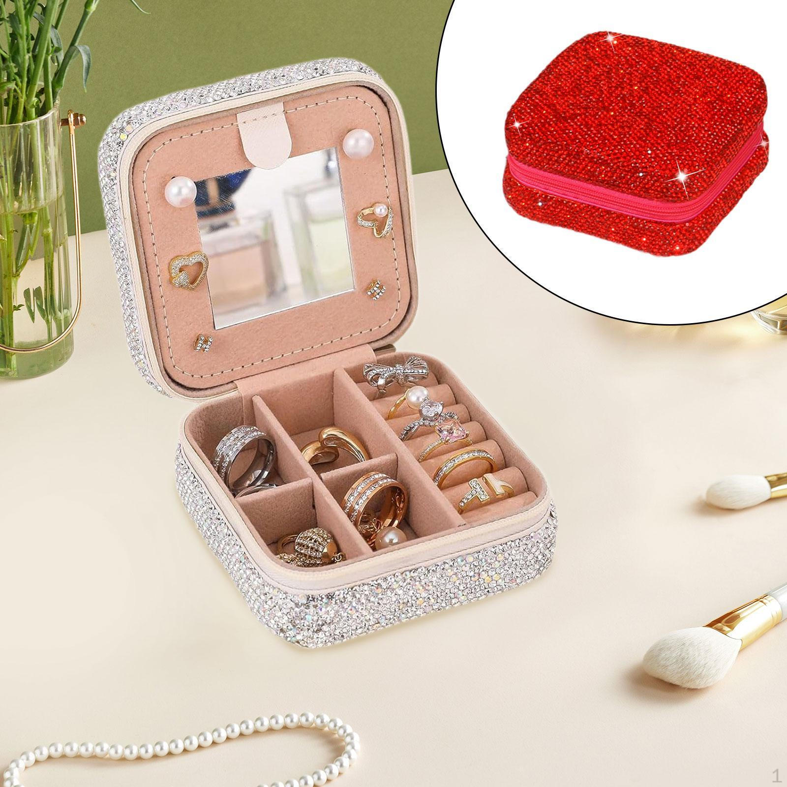 

Стразы Шкатулка для украшений Декор для ювелирных изделий Шкатулка для ожерелий Серьги Органайзер для красный