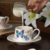High Value Butterfly Coffee Cup Saucer Set Ceramic Mug Girl Drinking Water Cup Luxurious High End Souvenir