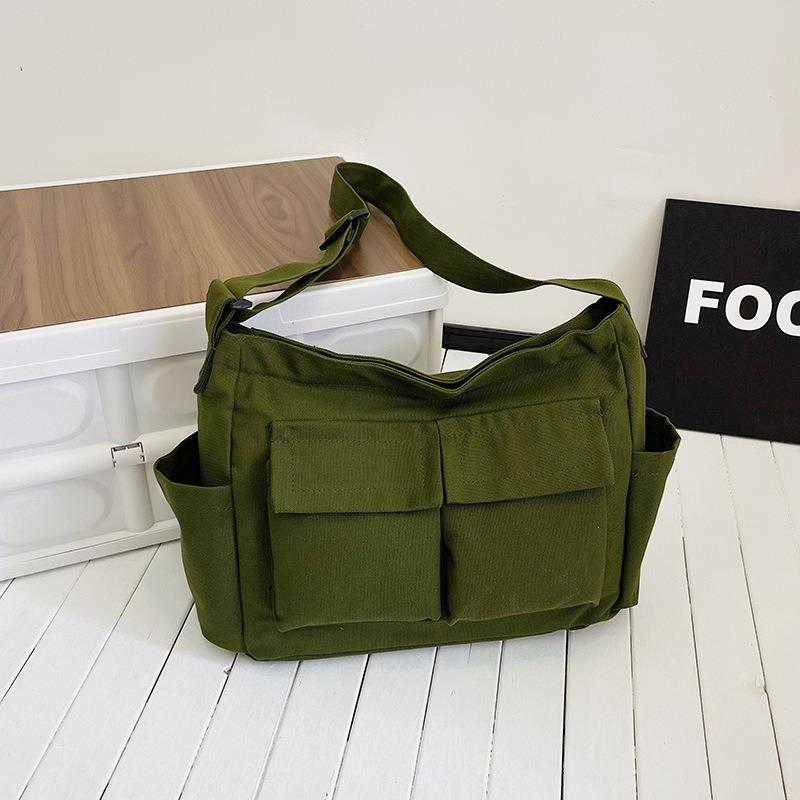 Utility Style Shoulder Crossbody Bag Unisex Instagram Canvas Bag Student Class Bag Street Large Capacity Artistic Casual Bag