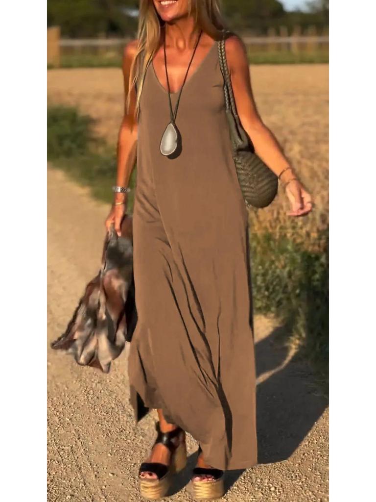 2025 Summer Women's Trendy V-Neck Spaghetti Strap Dress