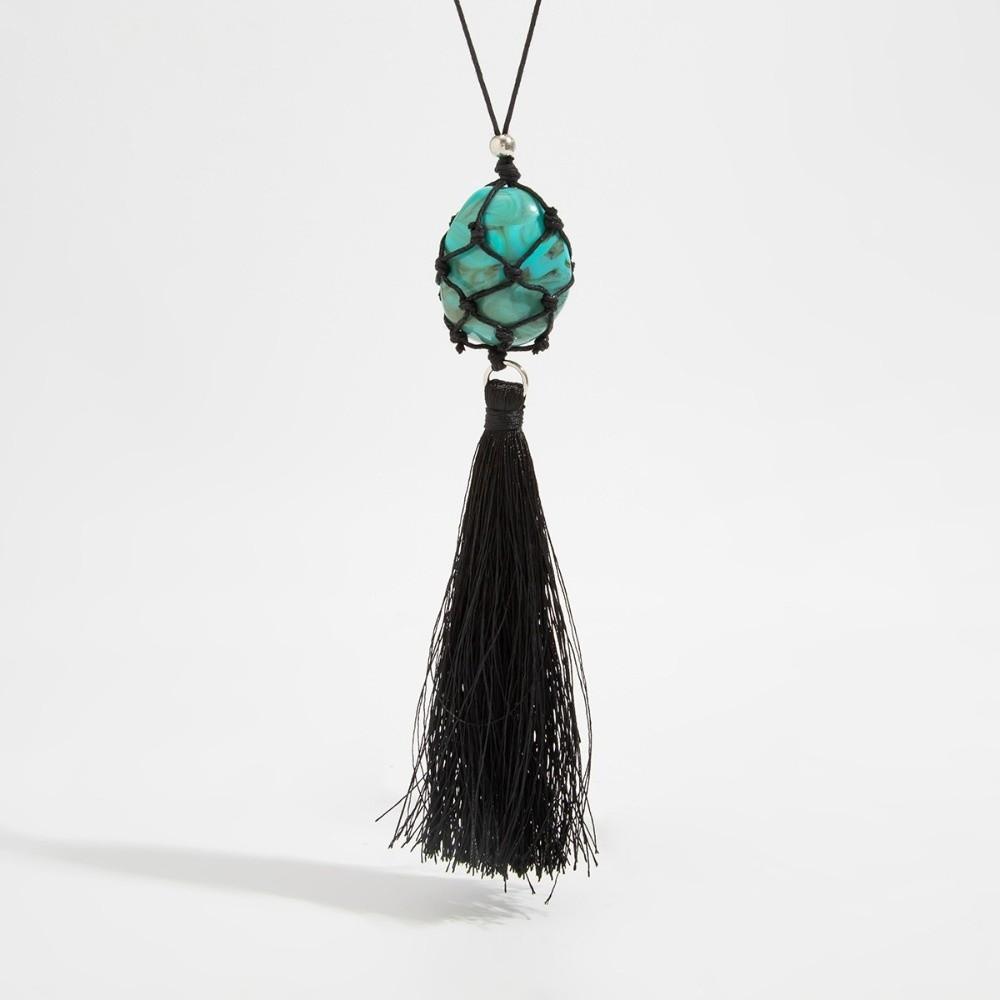 Long Tassel Detail Pendant Necklace Adjustable Length Tassel Waxed Thread Choker  Boho Outfit Match
