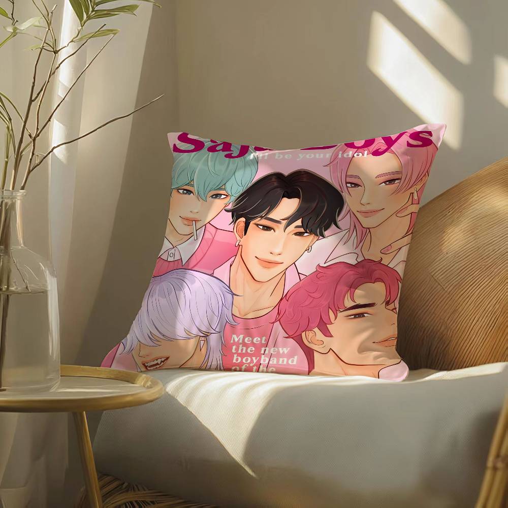 K-Pop Demon Hunters-H Saja Boys-S  Anime Movie Pillow Case Silky Elegant Comfort Sofa Bed  Invisible Zipper Beach Pillowcase