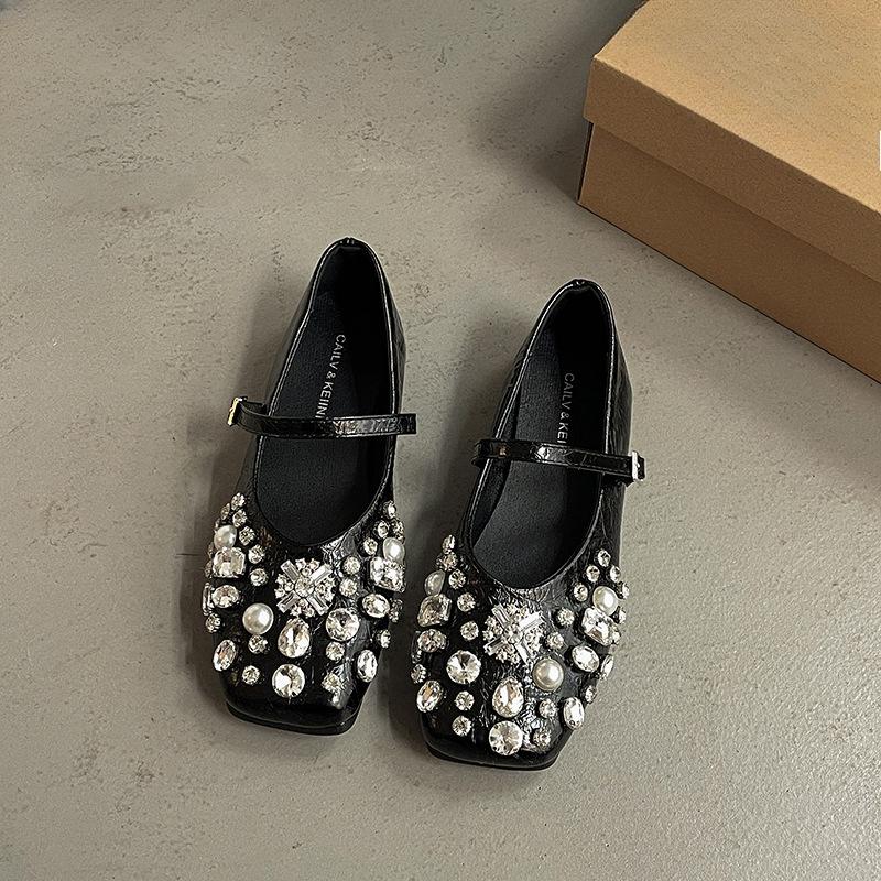 New Fashionable Rhinestone Shoes for Wome Versatile and Casual Flat Single Shoes
