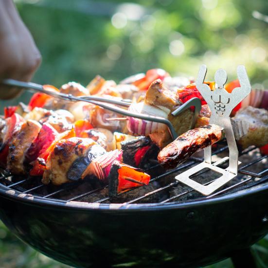 1/4Pcs Stainless Steel Sausage Stand Portable Reusable Standing Man Hot Dog Holder Outdoor Camping Barbecue Grill Accessories
