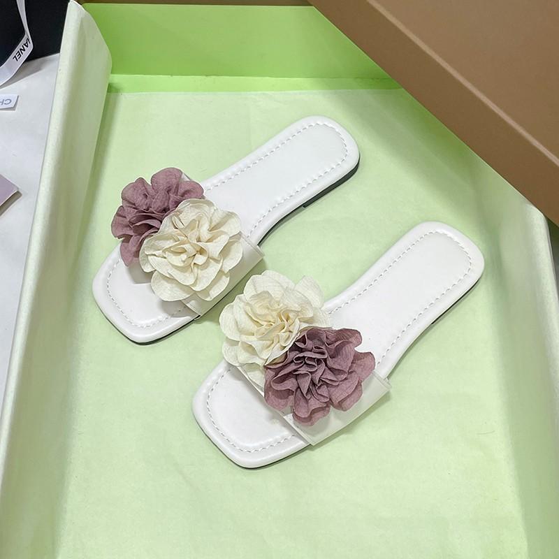 

Интернет знаменитость фея стиль темперамент мода сандалии с цветком 2024 лето новые новые китайские тапочки с плоским дном одно слово 43