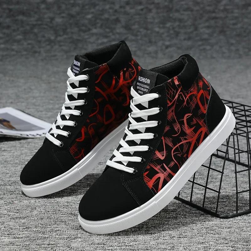 Men'S Sneakers Fashion High Top Canvas Shoes Autumn New Casual Shoes For Men Lace Up Platform Vulcanized Shoes Big Size48
